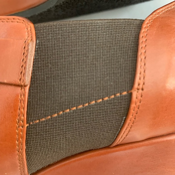 NEW ANYI LU Peep Toe Buckle Wedges Booties Ankle Boots Leather Brown Cognac - Picture 11 of 14